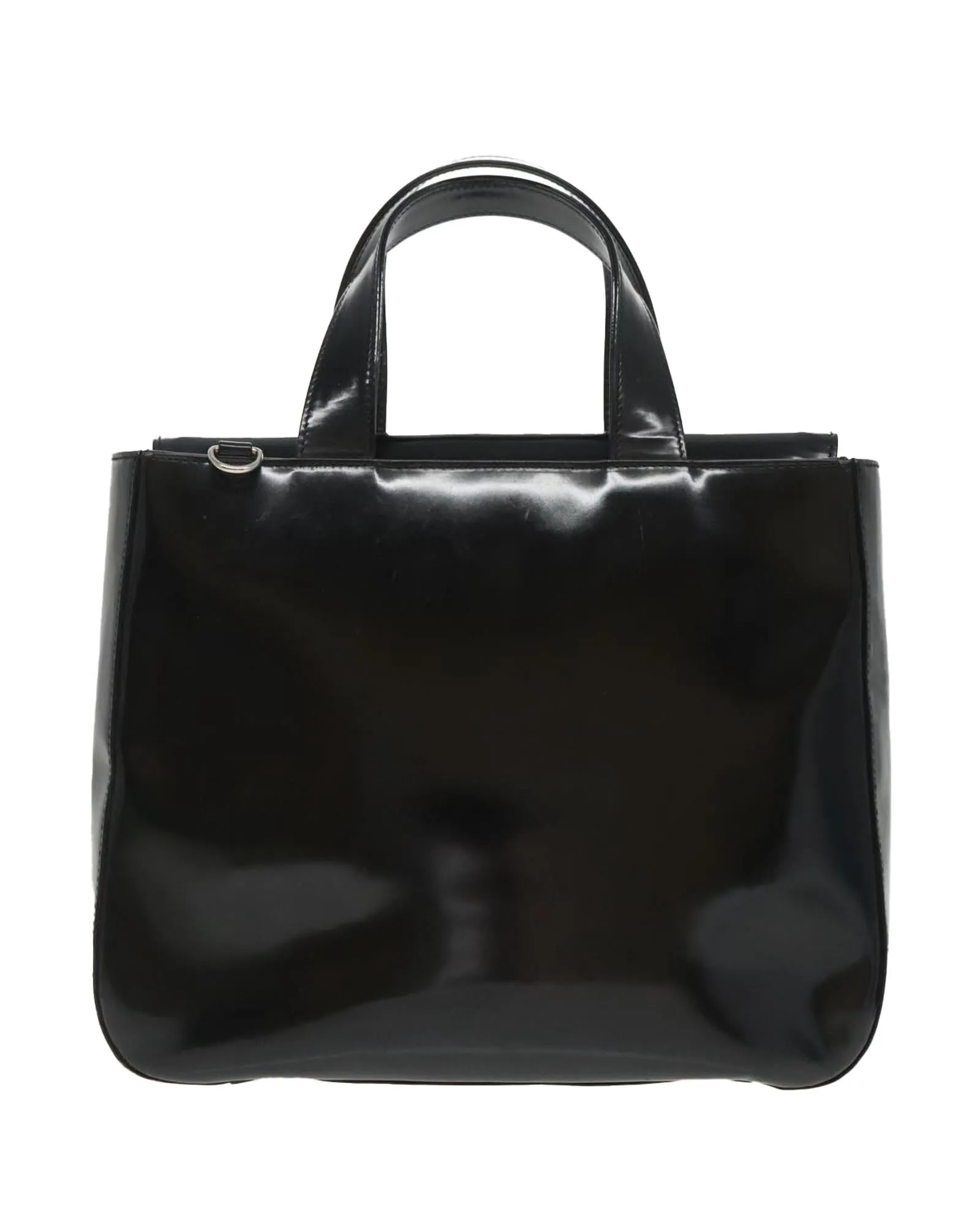 Patent Leather 2-Way Hand Bag with Shoulder Strap