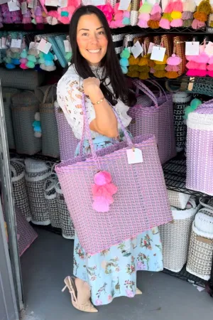Pink Lilac Nest with Tan Base Citron Tote
