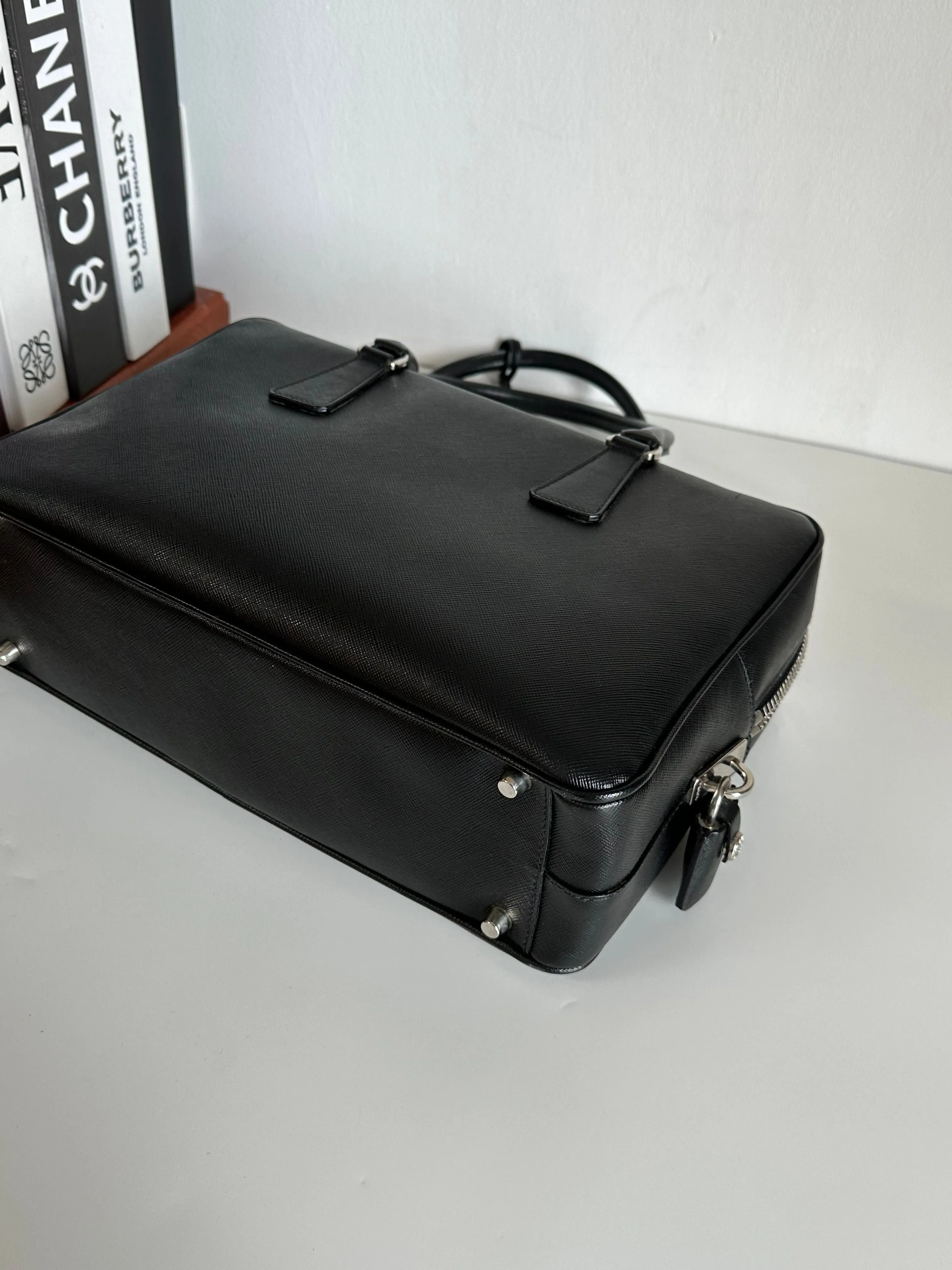 Prada Black Saffiano Leather Bauletto Shoulder Bag #1YIEE IMG_2841