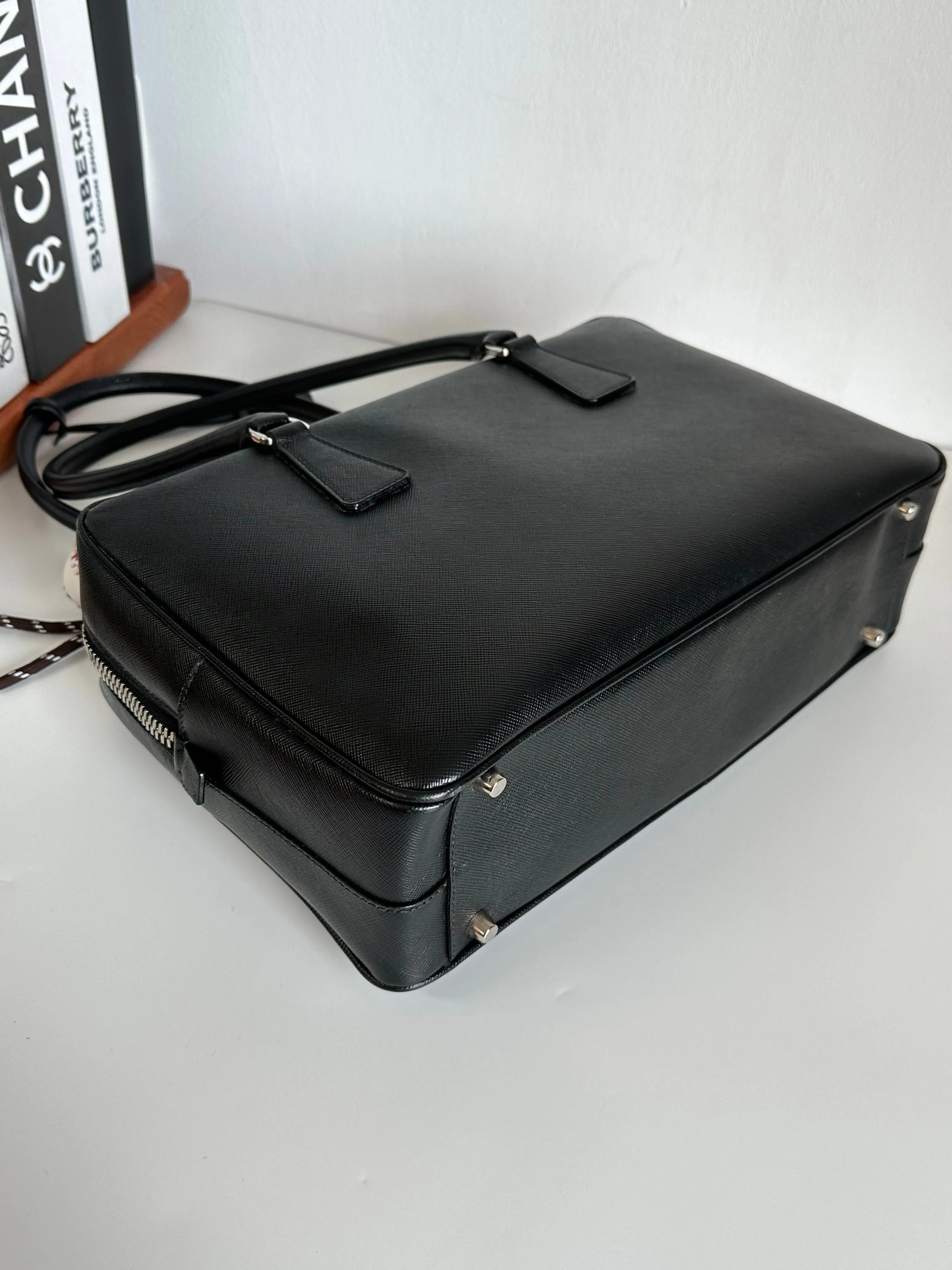 Prada Black Saffiano Leather Bauletto Shoulder Bag #1YIEE IMG_2841