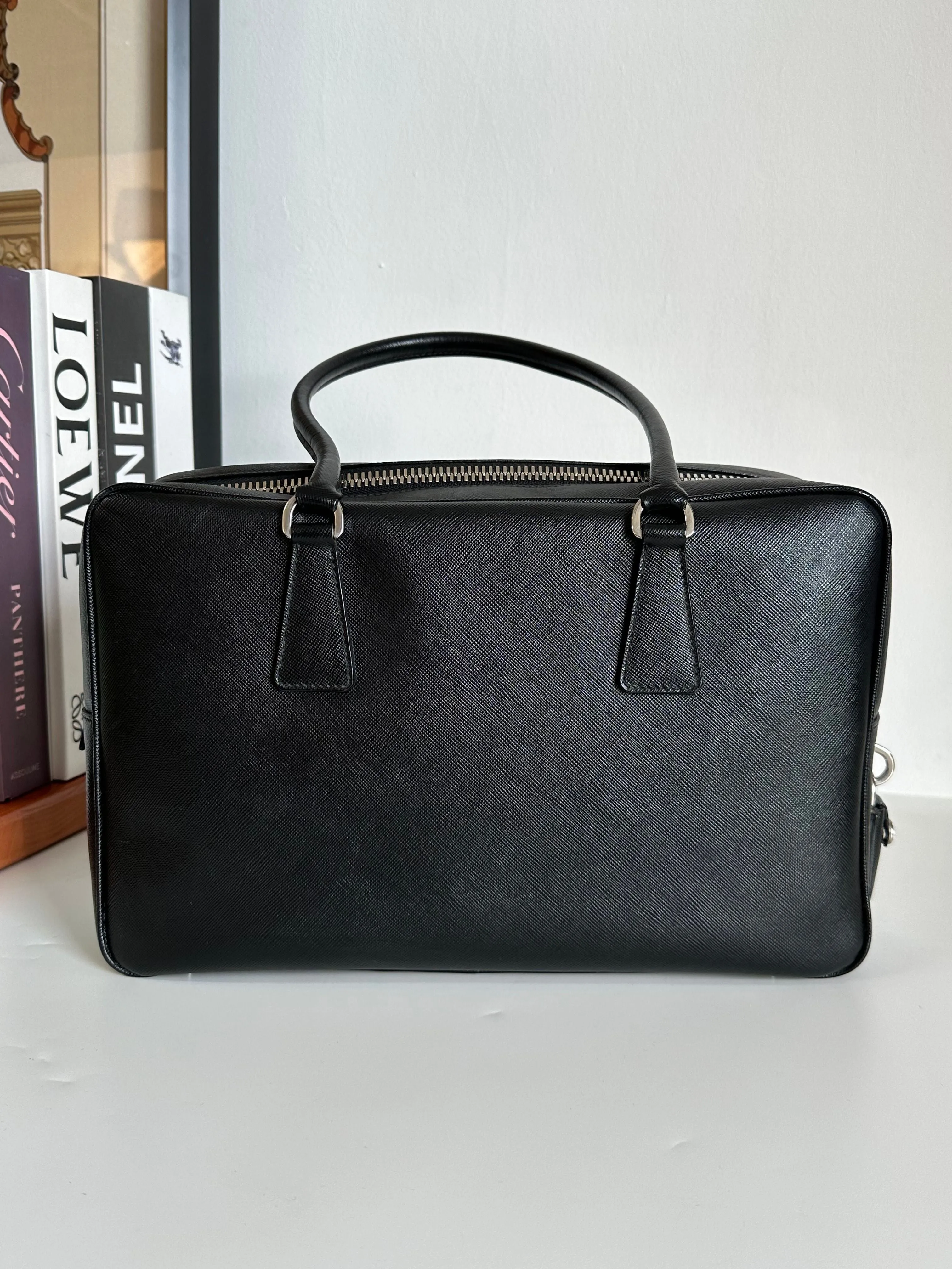 Prada Black Saffiano Leather Bauletto Shoulder Bag #1YIEE IMG_2841