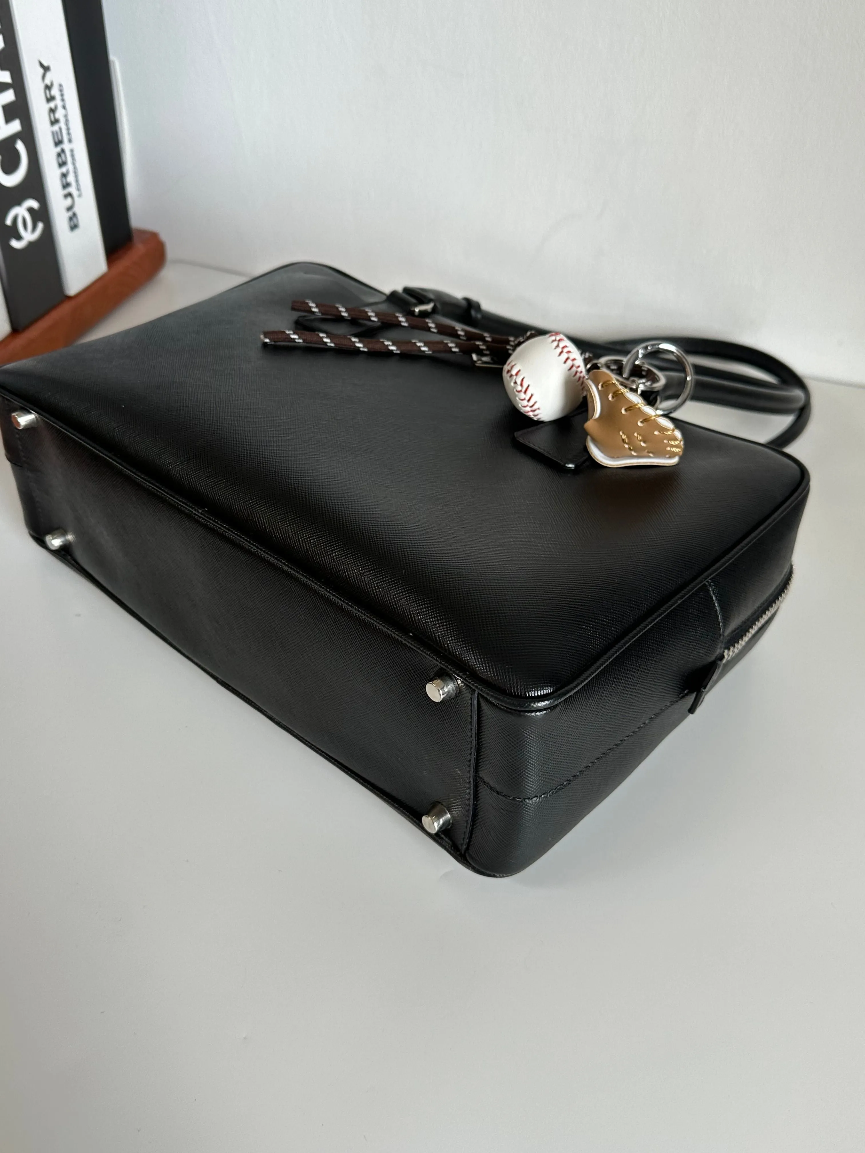 Prada Black Saffiano Leather Bauletto Shoulder Bag #1YIEE IMG_2841
