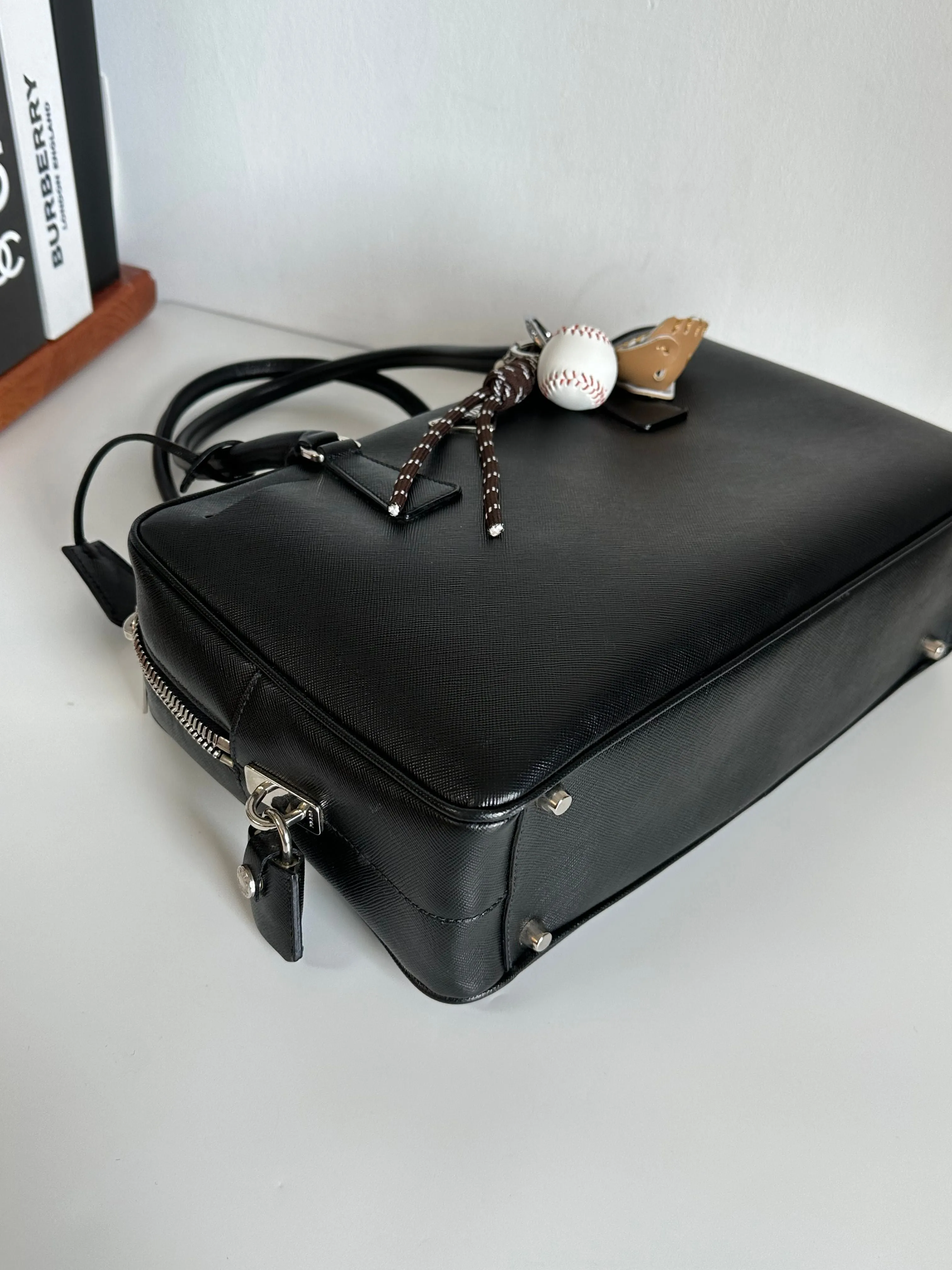 Prada Black Saffiano Leather Bauletto Shoulder Bag #1YIEE IMG_2841