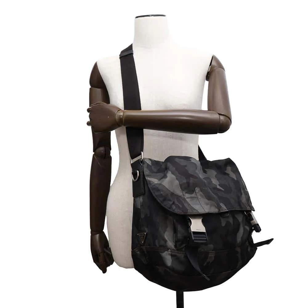 PRADA Camouflage Shoulder Bag Green/Black Nylon