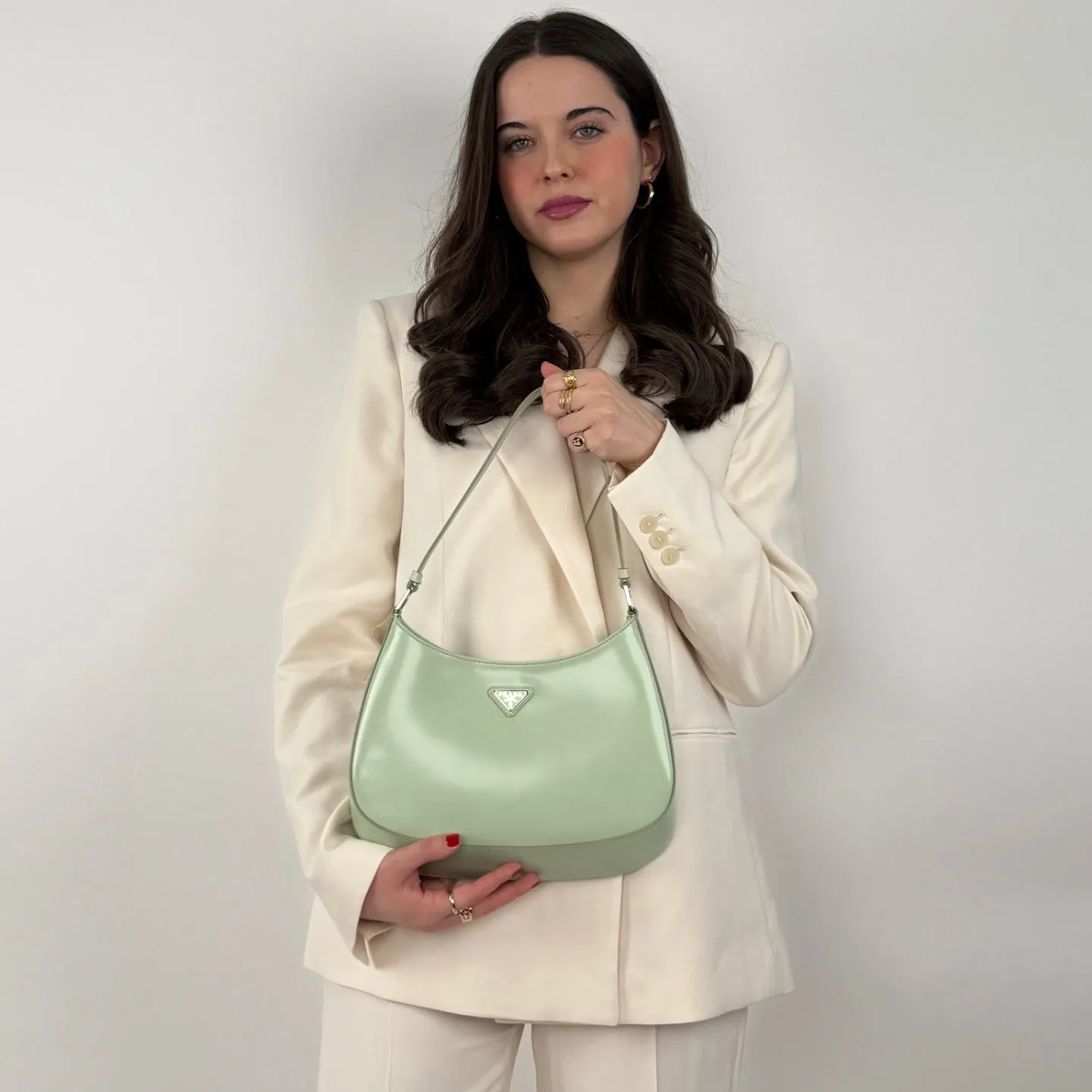 Prada Cleo Mint Green Smooth Leather Shoulder Bag