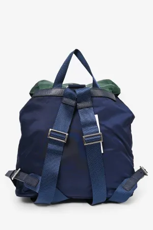 Prada Green/Navy Nylon/Saffiano Leather Trim Backpack