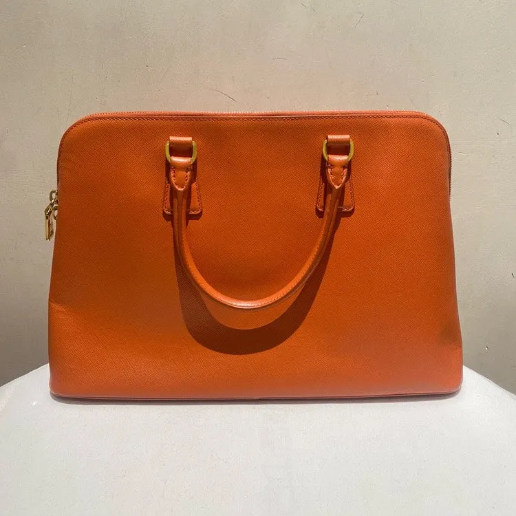 Prada Orange Leather Shoulder Bag