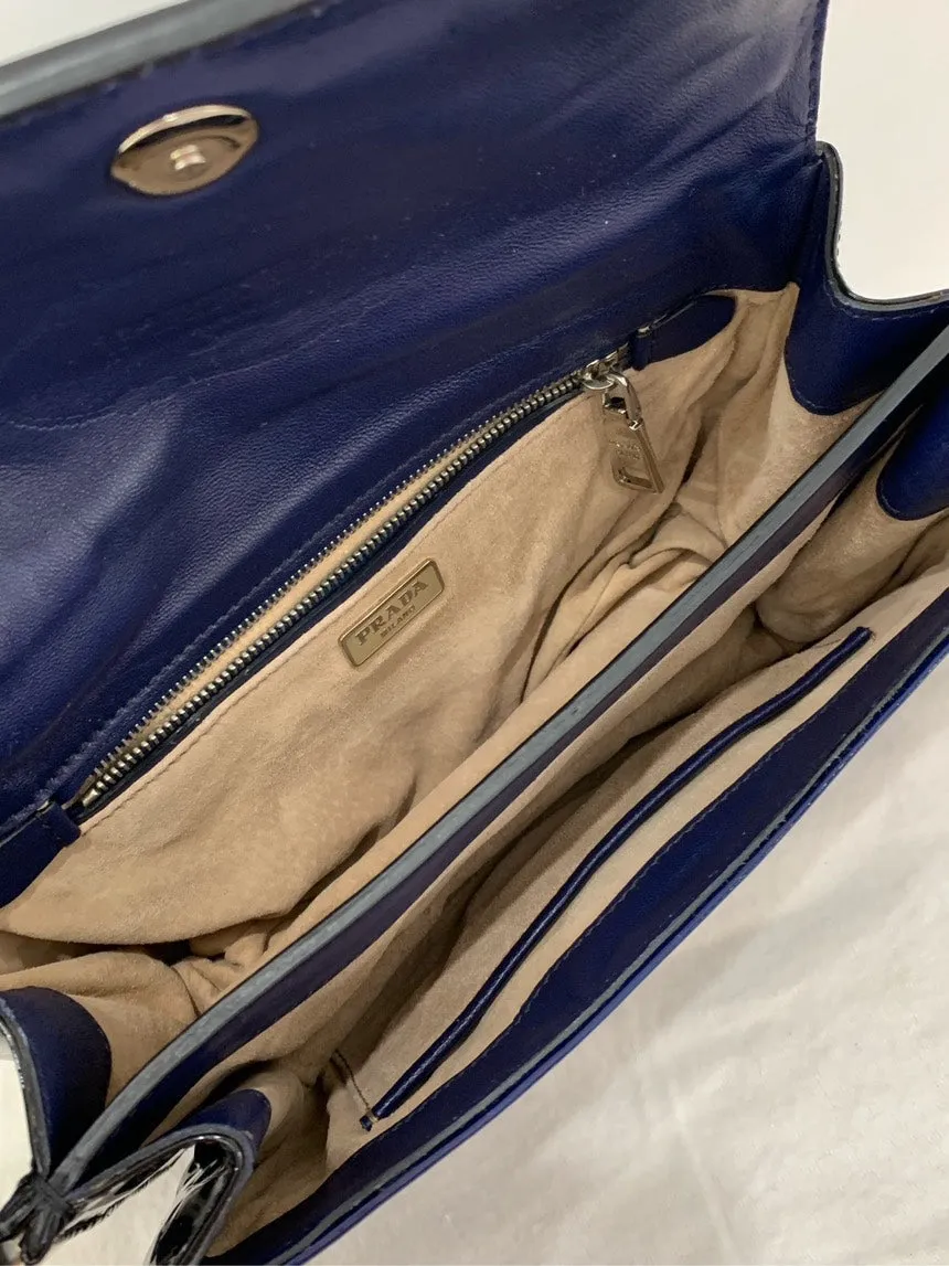 Prada Patent Leather Midnight Blue Shoulder Bag