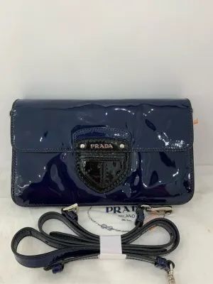 Prada Patent Leather Midnight Blue Shoulder Bag