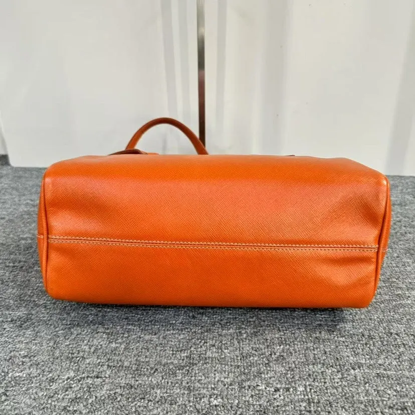 Prada Saffiano Orange Shoulder Bag