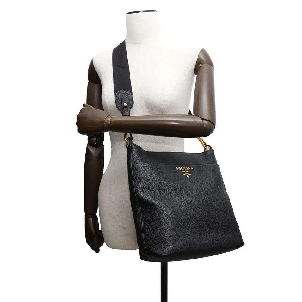 PRADA Shoulder Bag Black1BE066 Leather
