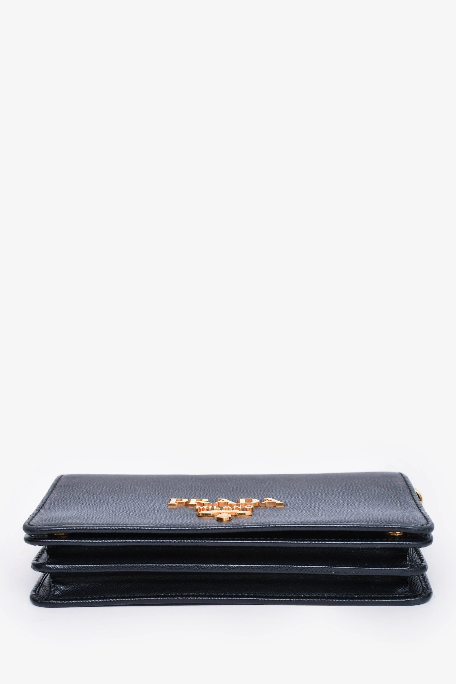 Prada Black Saffiano Leather Wallet on Chain