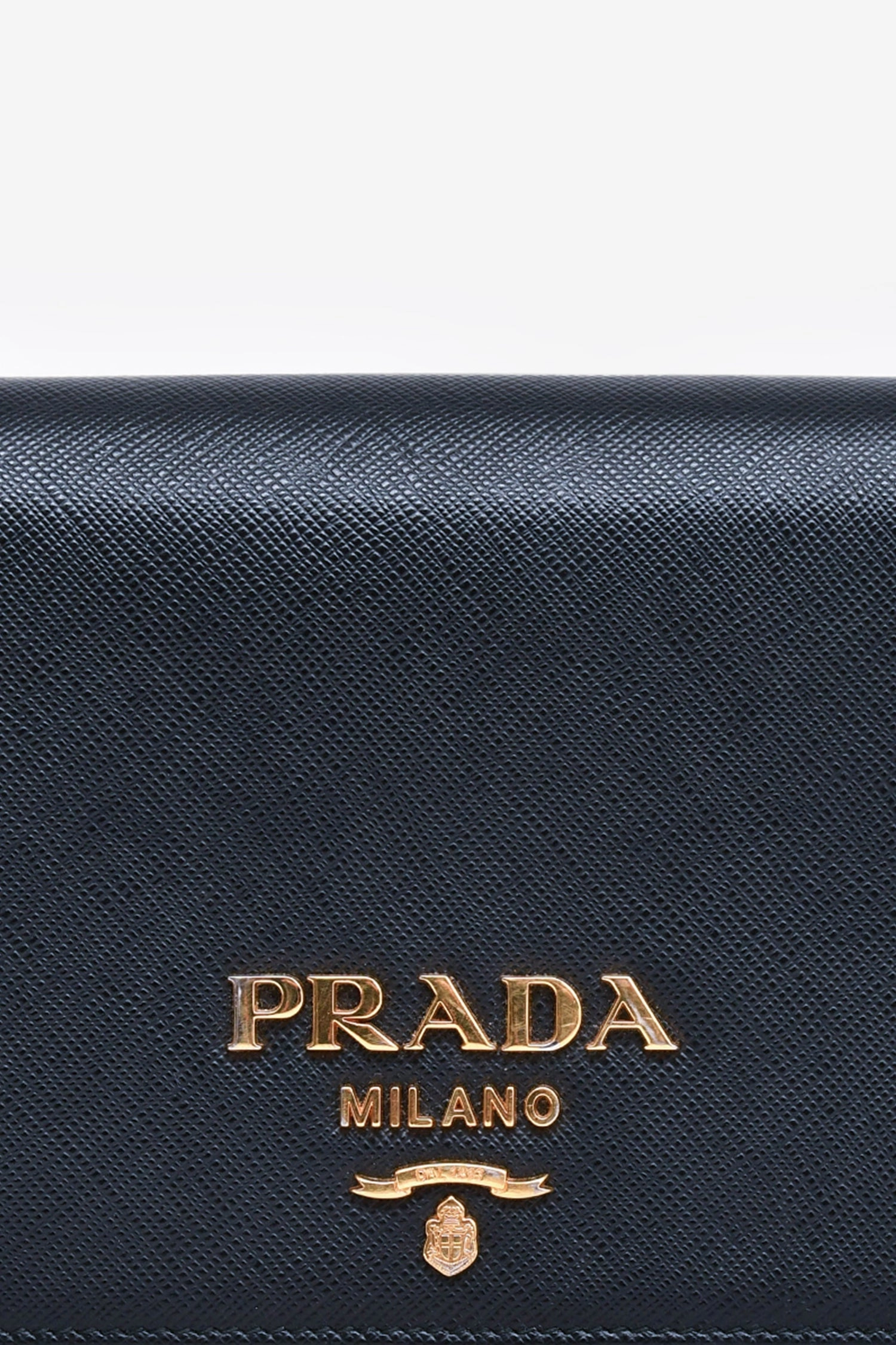 Prada Black Saffiano Leather Wallet on Chain