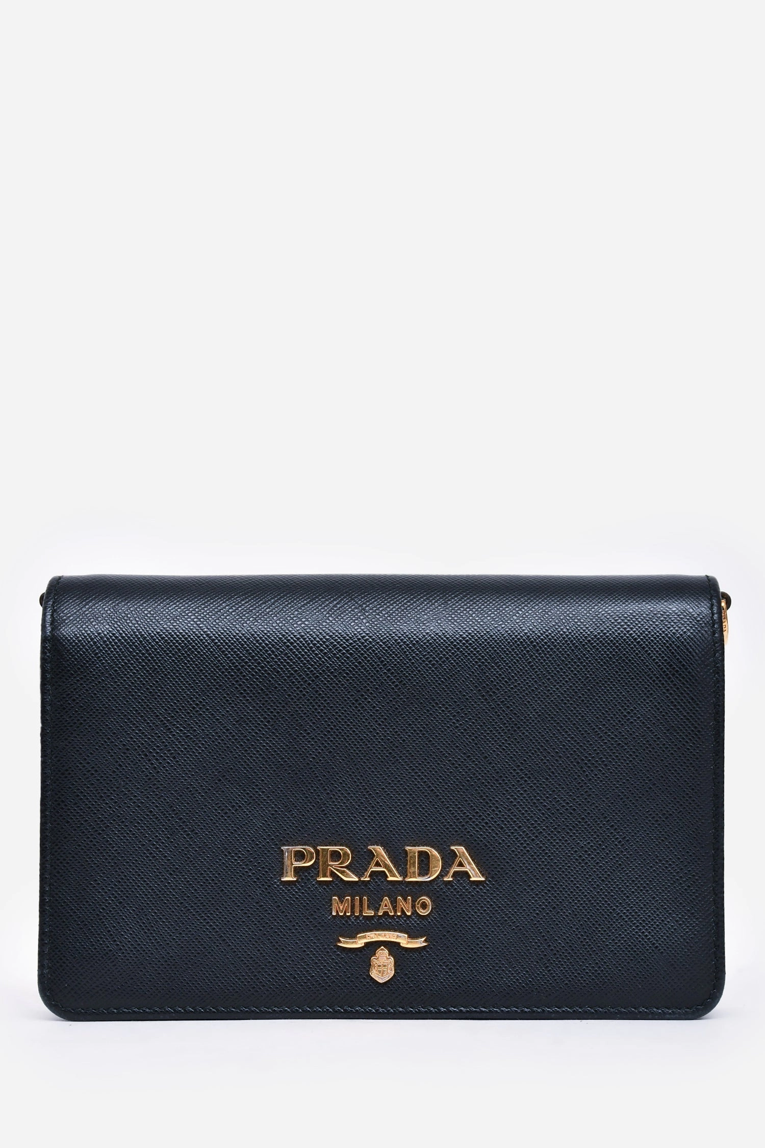 Prada Black Saffiano Leather Wallet on Chain