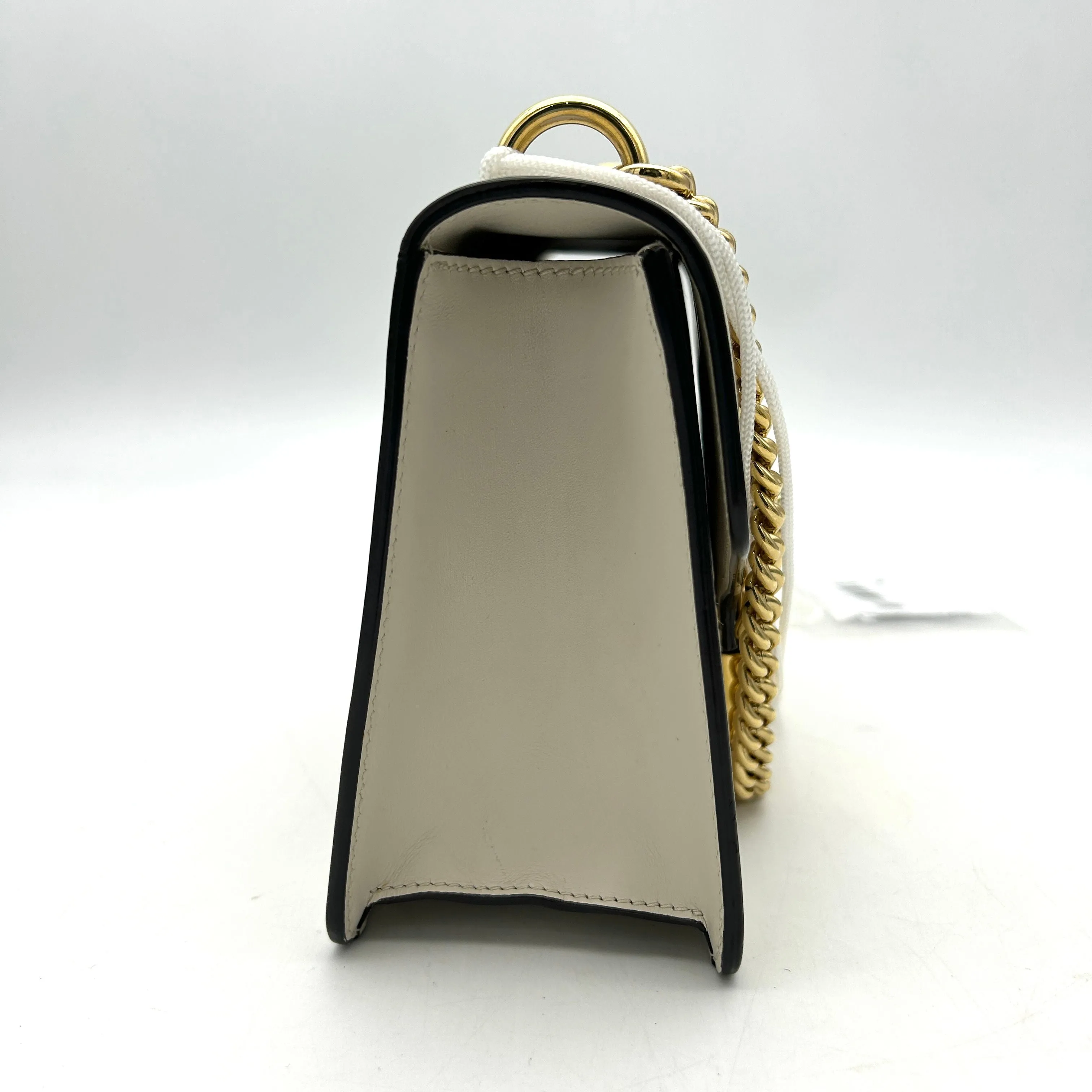 Pre- GUCCI Calfskin Small Sylvie Shoulder Bag Off White LA39741
