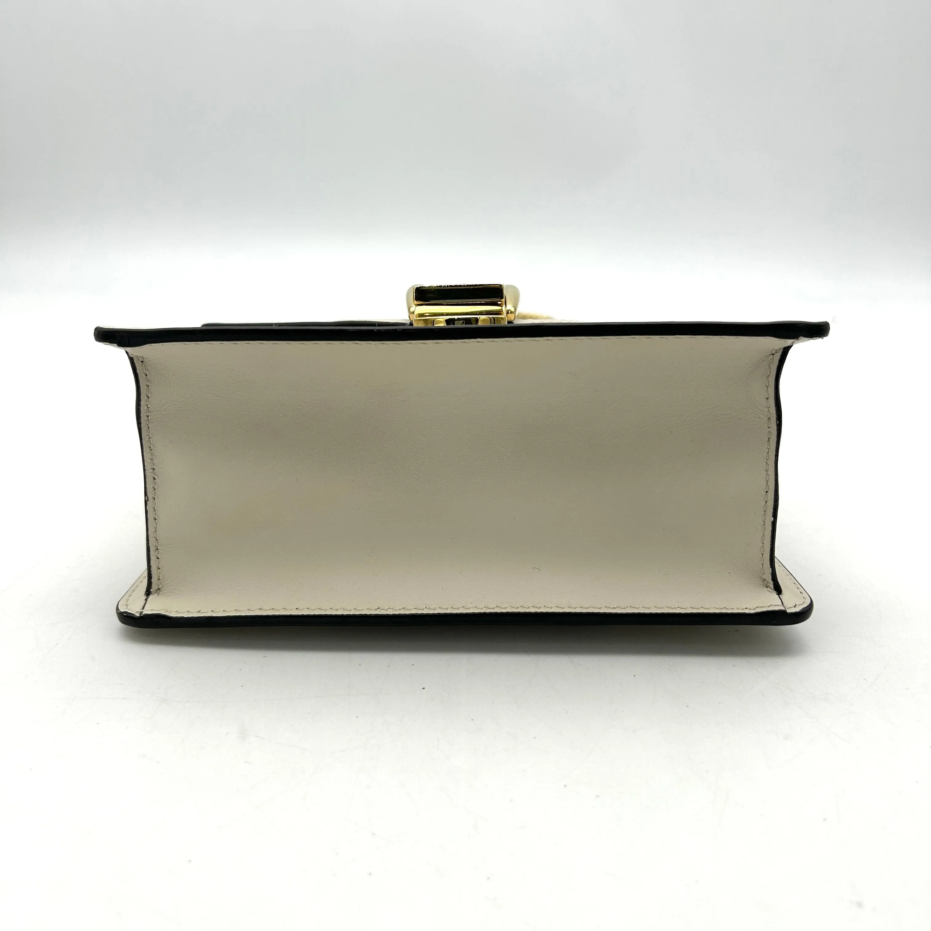 Pre- GUCCI Calfskin Small Sylvie Shoulder Bag Off White LA39741
