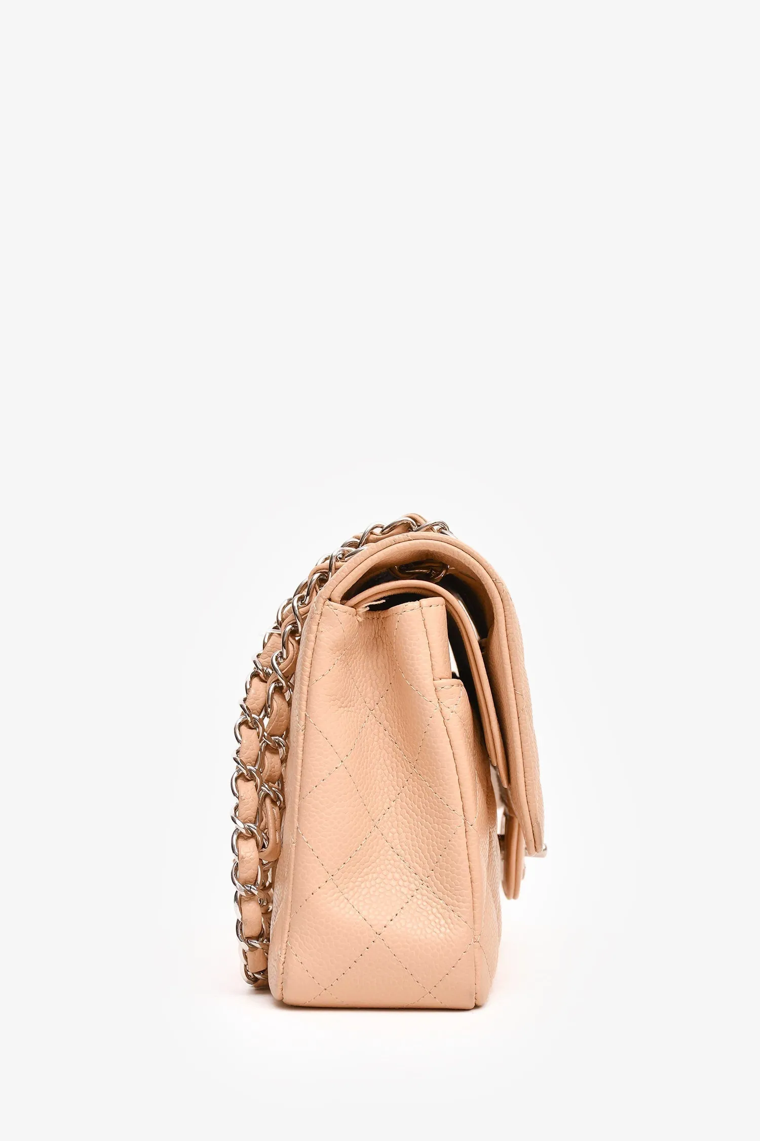Pre-Loved Chanel 2010/11 Beige Caviar Medium Double Flap Shoulder Bag