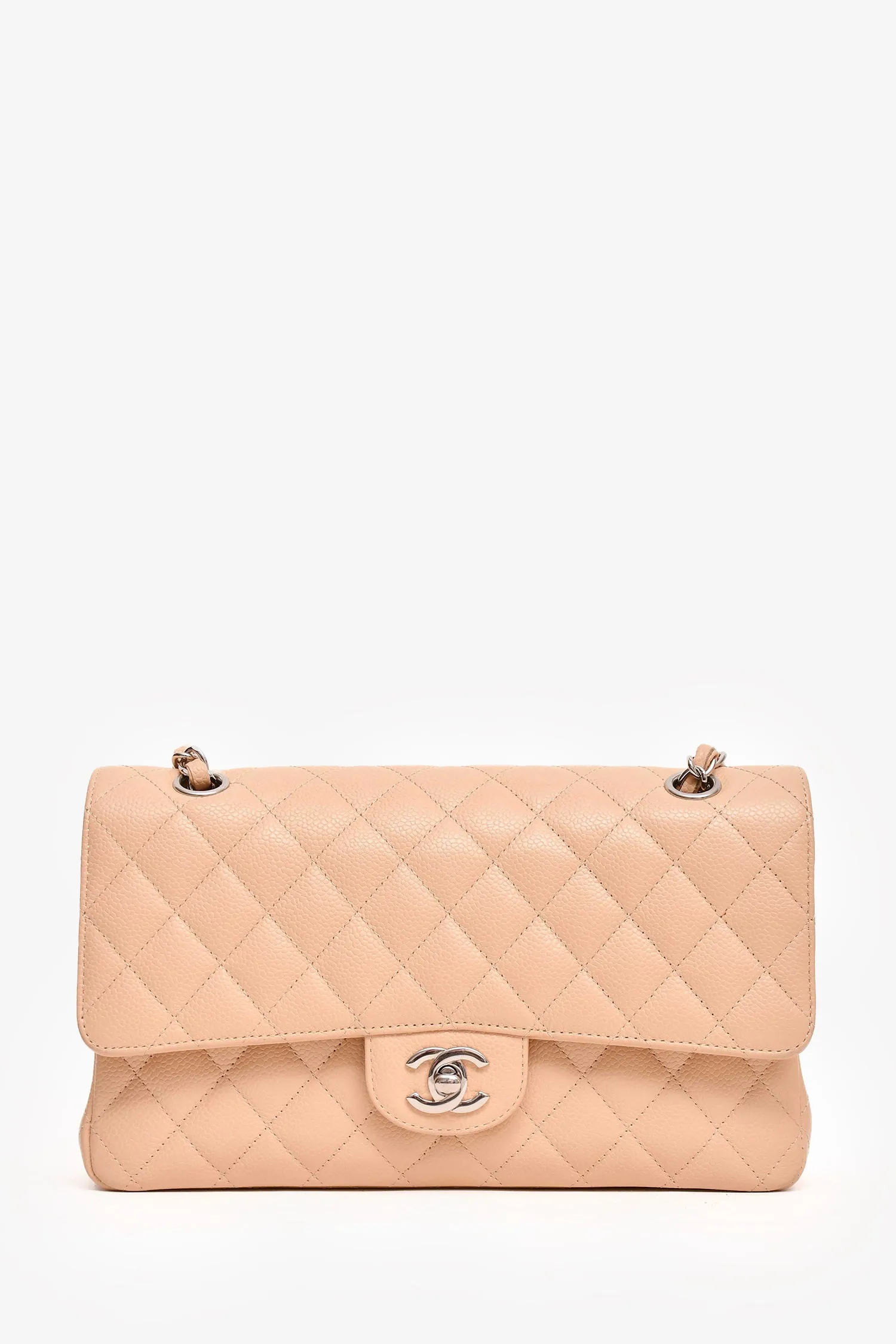 Pre-Loved Chanel 2010/11 Beige Caviar Medium Double Flap Shoulder Bag