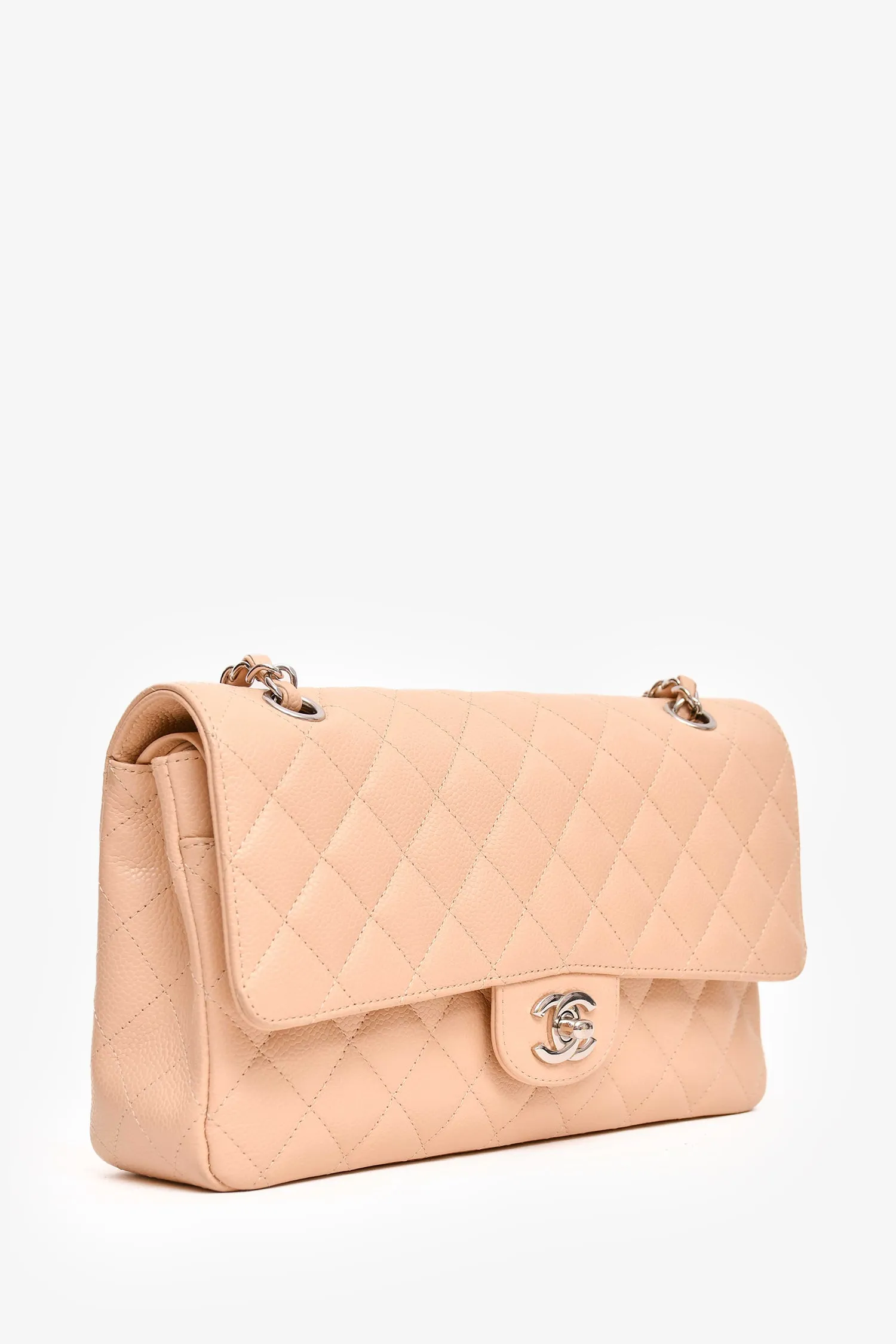 Pre-Loved Chanel 2010/11 Beige Caviar Medium Double Flap Shoulder Bag