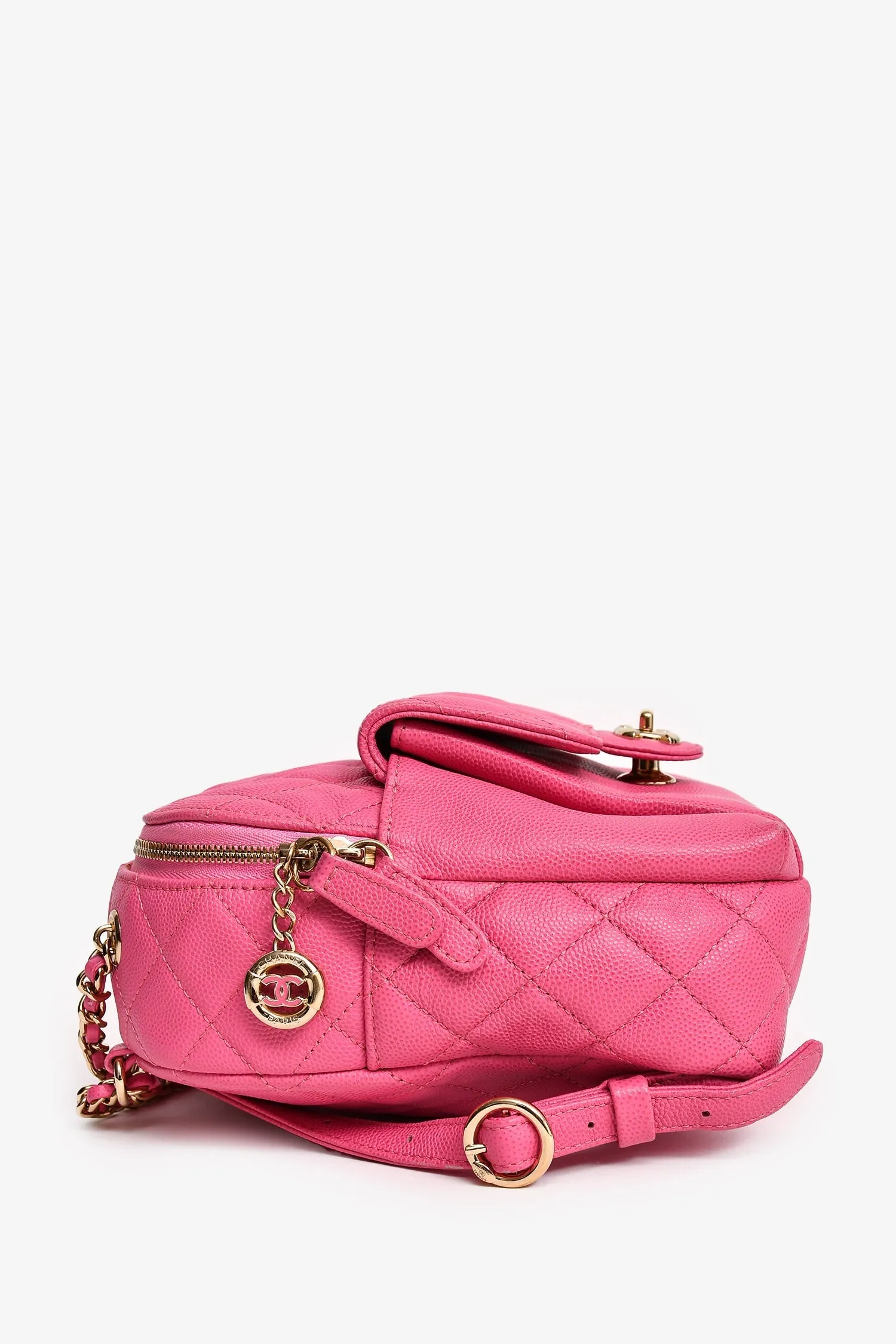 Pre-Loved Chanel 2019 Hot Pink Caviar Leather Mini Chain Backpack