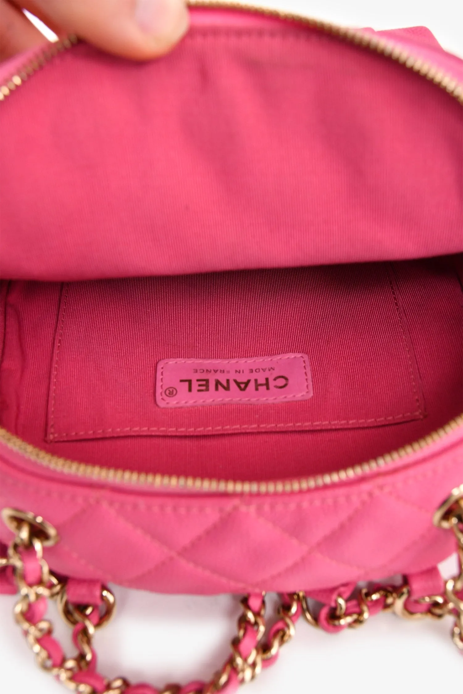Pre-Loved Chanel 2019 Hot Pink Caviar Leather Mini Chain Backpack