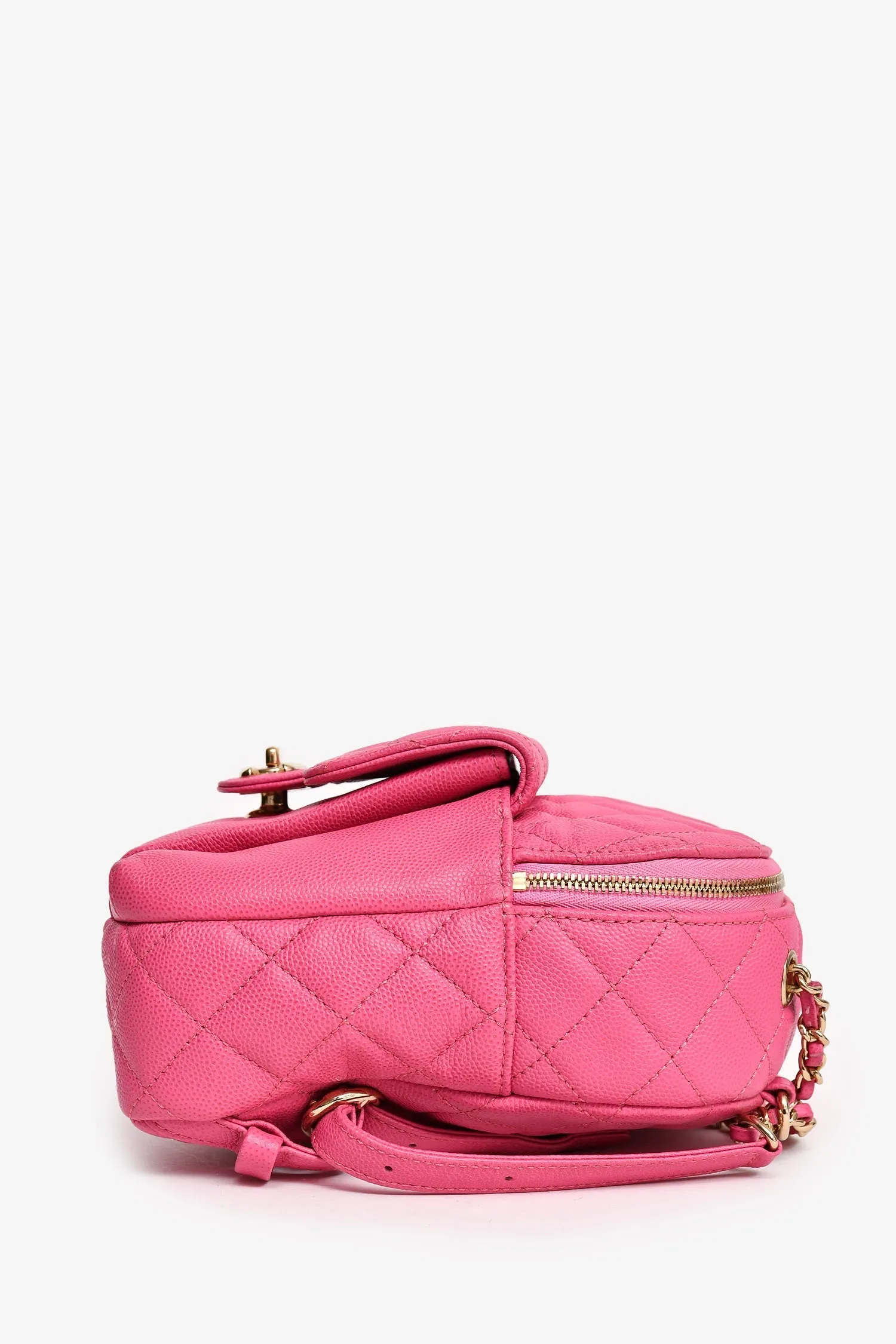 Pre-Loved Chanel 2019 Hot Pink Caviar Leather Mini Chain Backpack