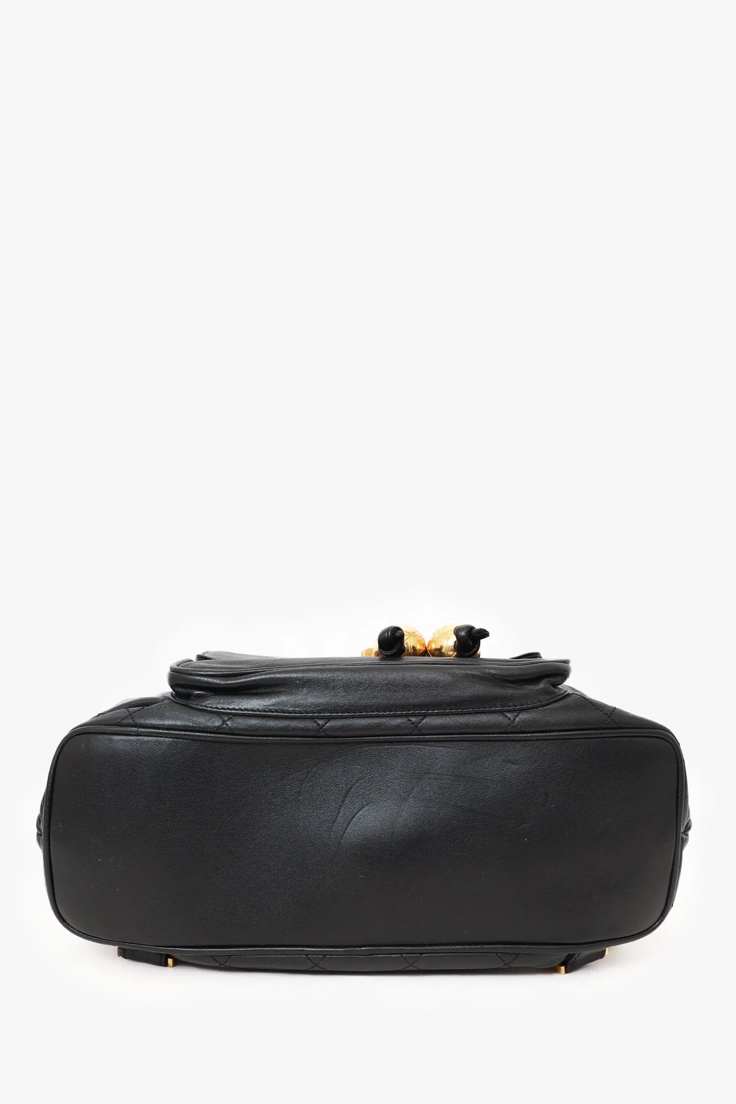 Pre-Loved Chanel Black Quilted Lambskin Drawstring Backpack