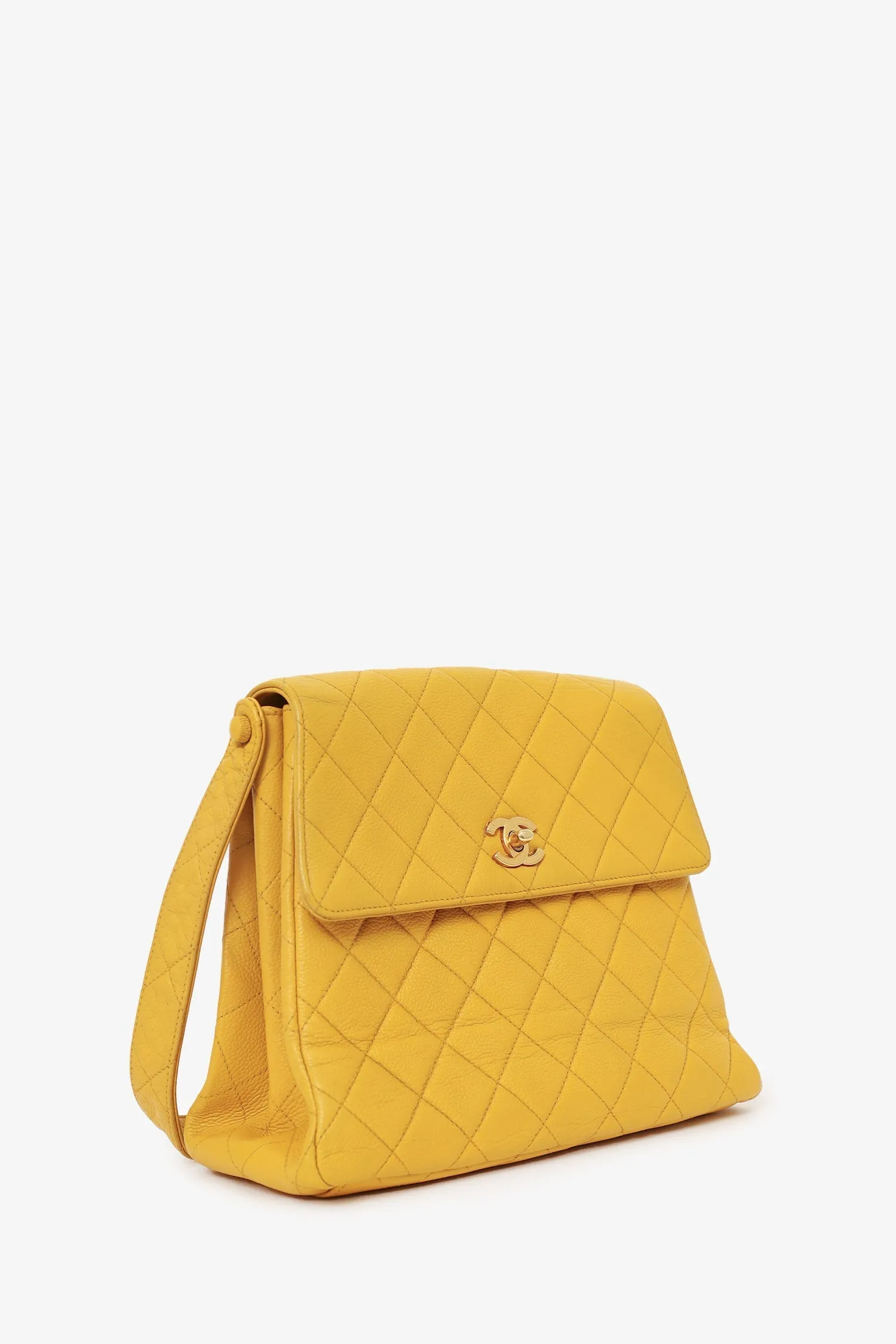 Pre-Loved Chanel Yellow Caviar Leather CC Shoulder Bag