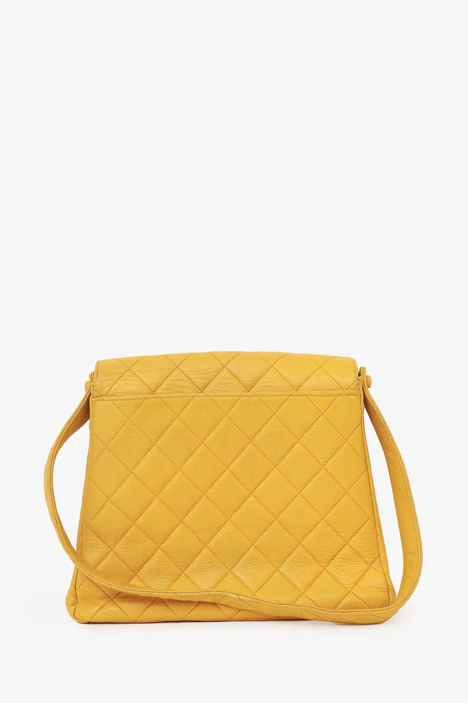 Pre-Loved Chanel Yellow Caviar Leather CC Shoulder Bag