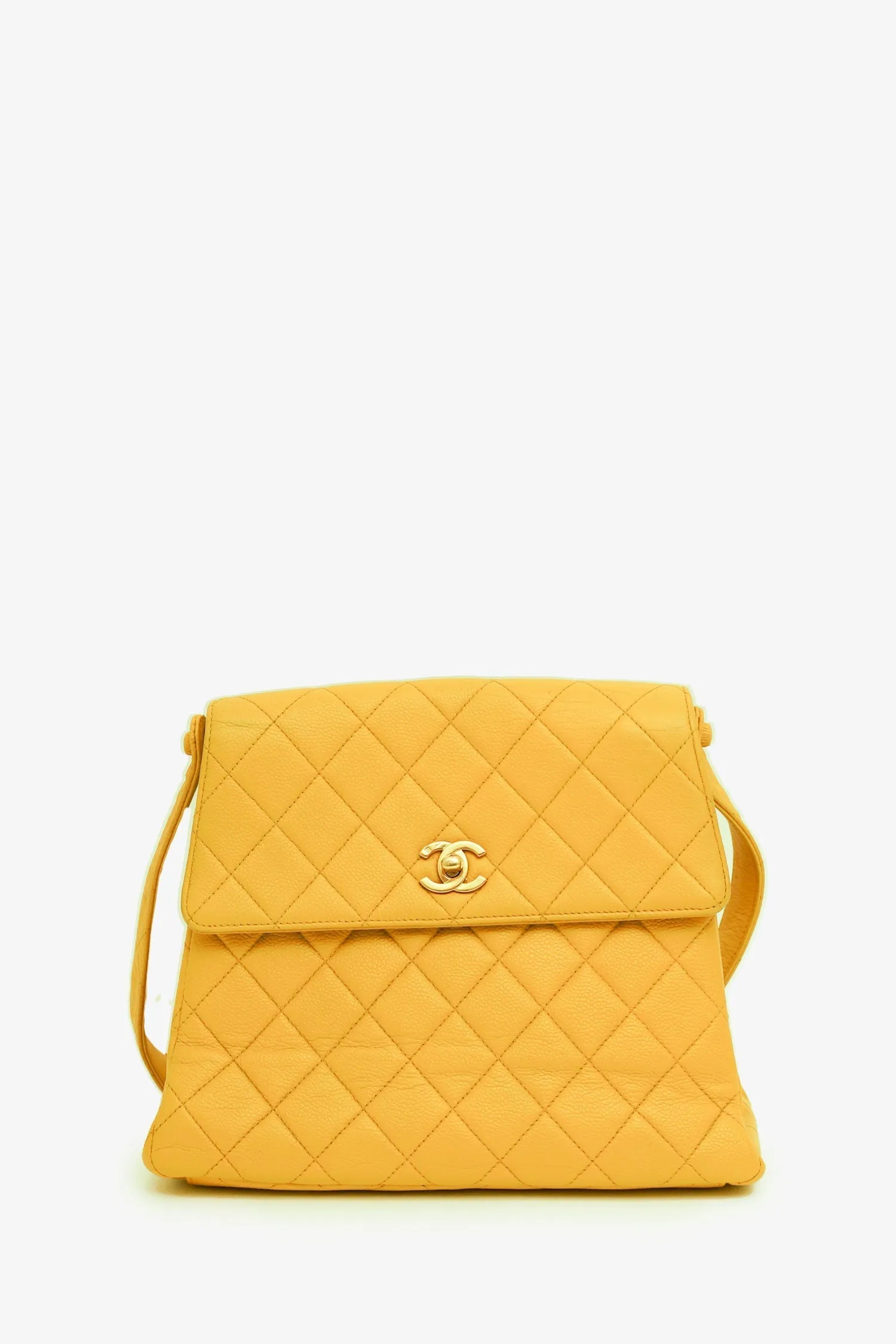 Pre-Loved Chanel Yellow Caviar Leather CC Shoulder Bag