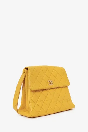 Pre-Loved Chanel Yellow Caviar Leather CC Shoulder Bag