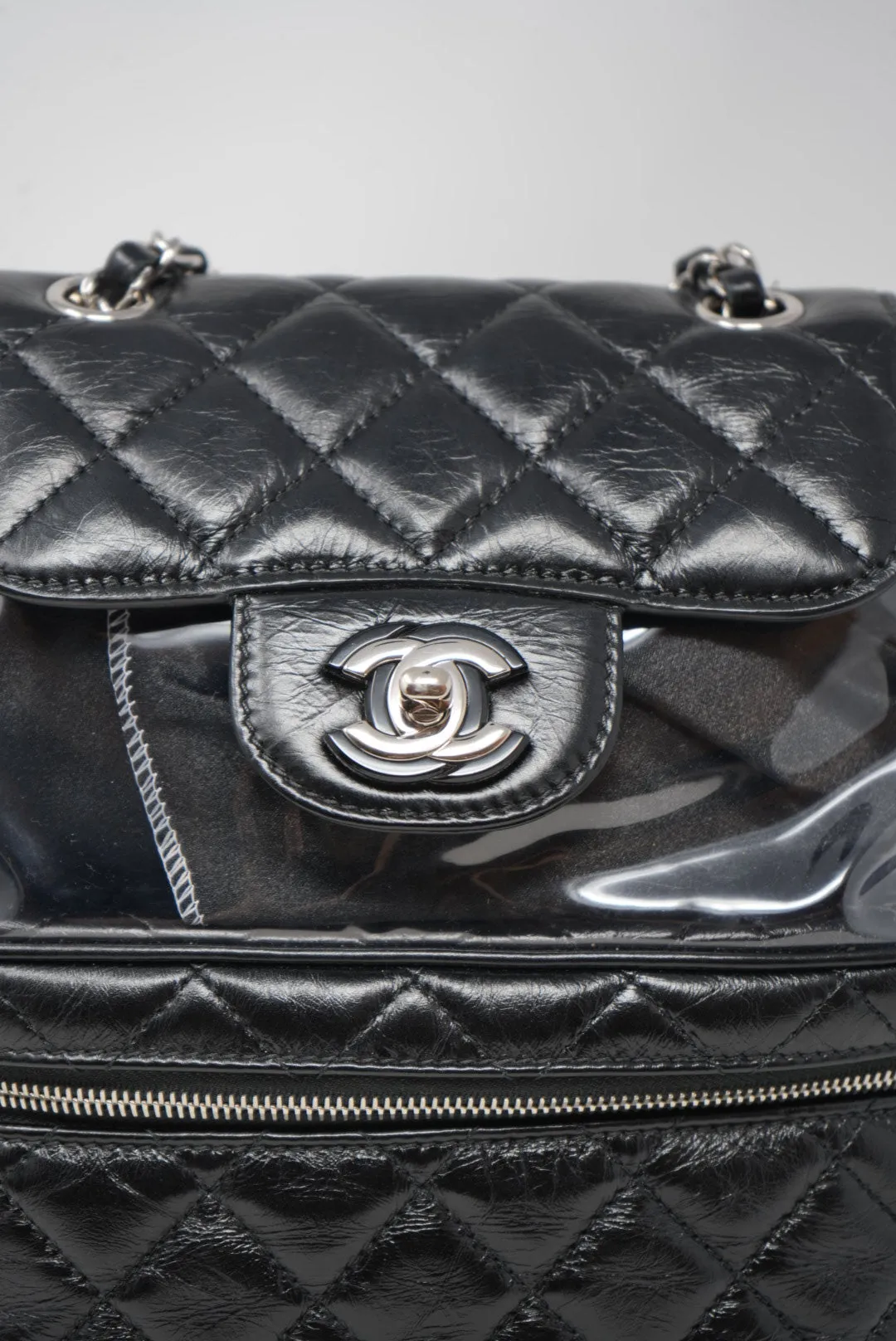 Pre-Owned CHANEL Calfskin PVC Quilted Backpack