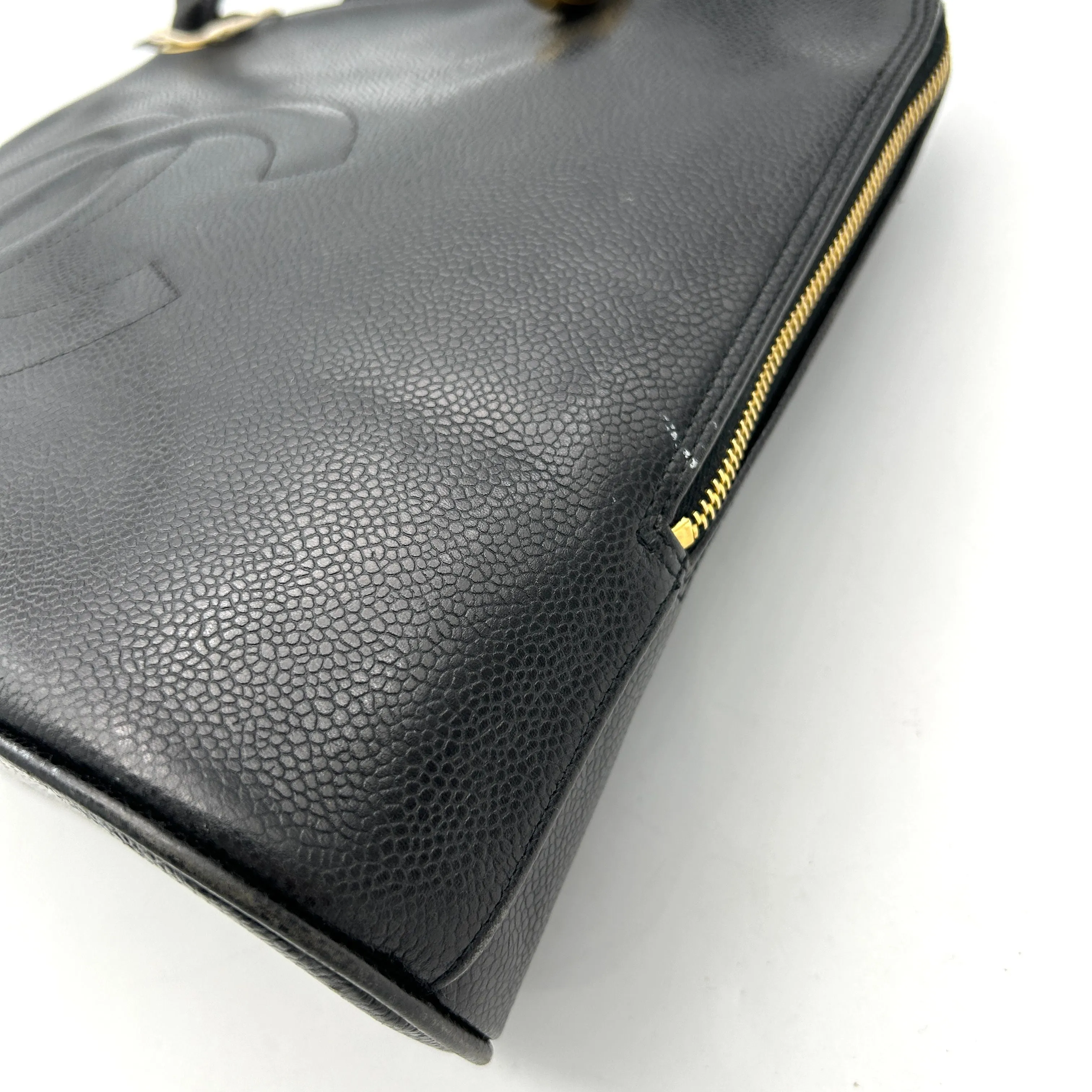 Pre-owned CHANEL Caviar Large CC Shoulder Bag Black  WD012636