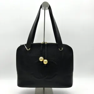 Pre-owned CHANEL Caviar Large CC Shoulder Bag Black  WD012636