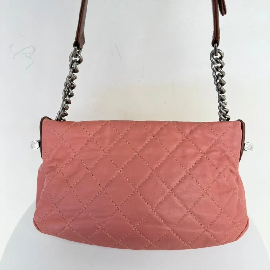 Preloved Chanel Calfskin Chain Shoulder Bag IW0006 Pink Leather