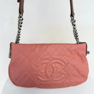 Preloved Chanel Calfskin Chain Shoulder Bag IW0006 Pink Leather