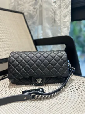 Preloved Chanel Classic Flap Bag Black Leather Shoulder Bag