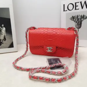 Preloved Chanel Classic Flap CF Red Leather Shoulder Bag