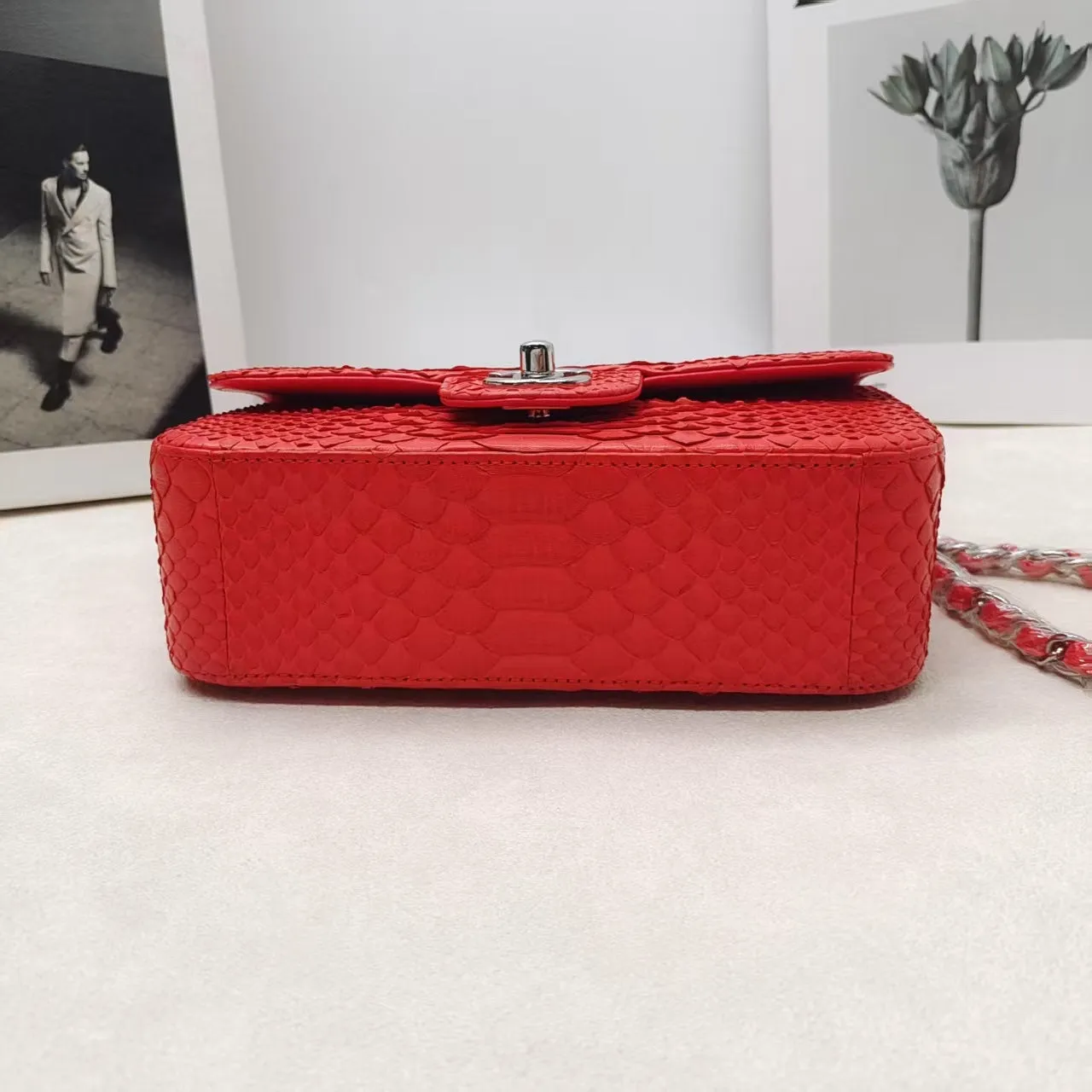 Preloved Chanel Classic Flap CF Red Leather Shoulder Bag