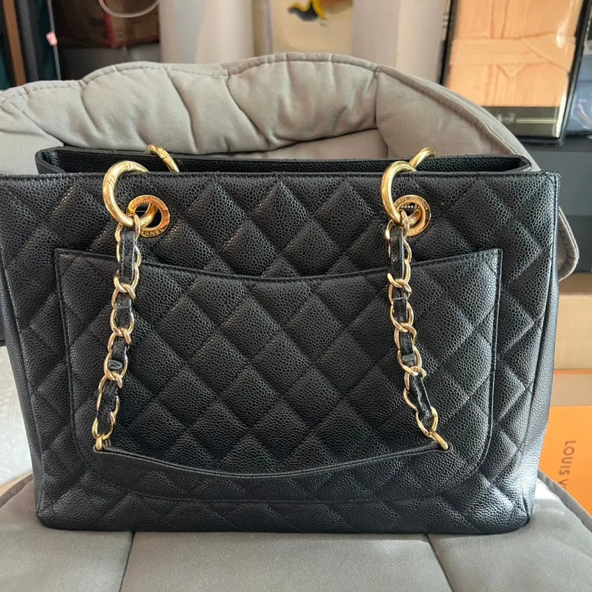 Preloved Chanel GST Tote Bag Black Leather Shoulder Bag