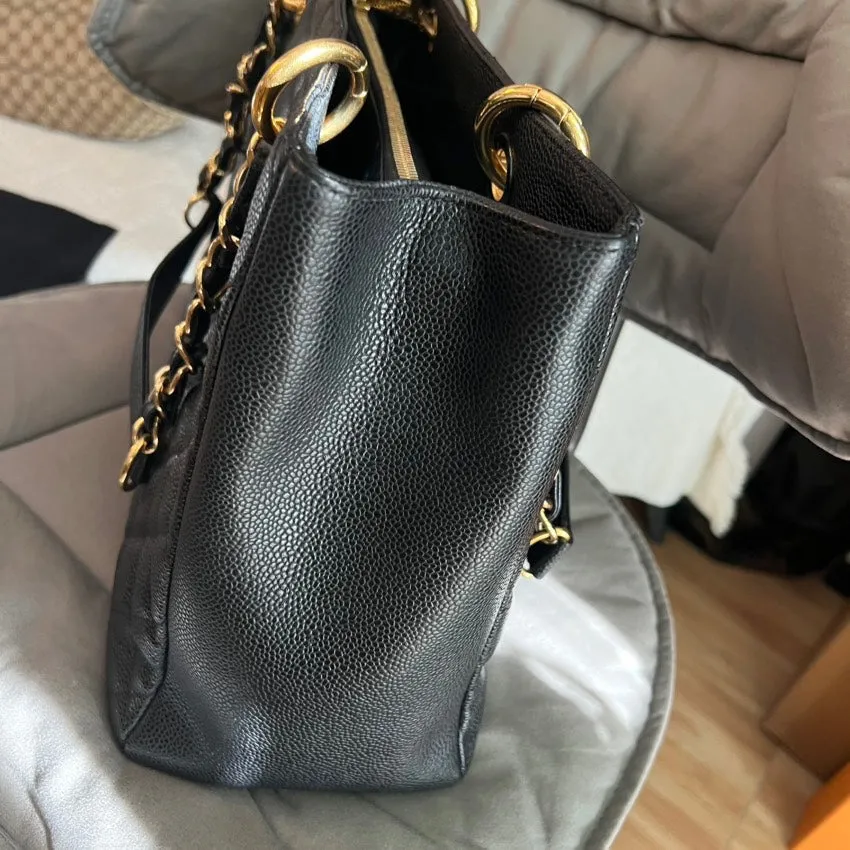 Preloved Chanel GST Tote Bag Black Leather Shoulder Bag