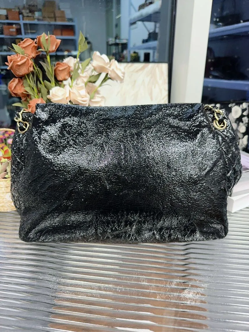 Preloved Chanel HFY Shoulder Bag Black Leather