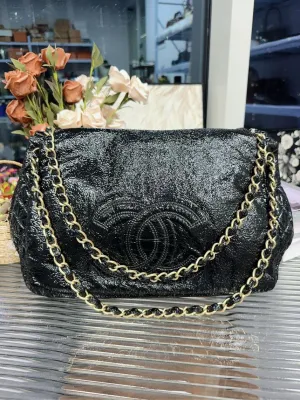 Preloved Chanel HFY Shoulder Bag Black Leather