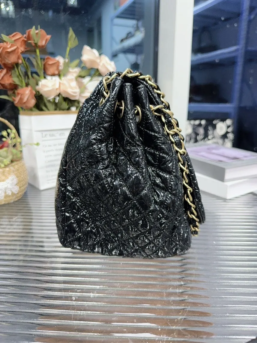 Preloved Chanel HFY Shoulder Bag Black Leather
