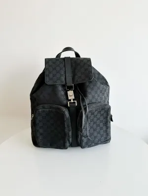 Preloved Gucci canvas backpack black 29*32cm