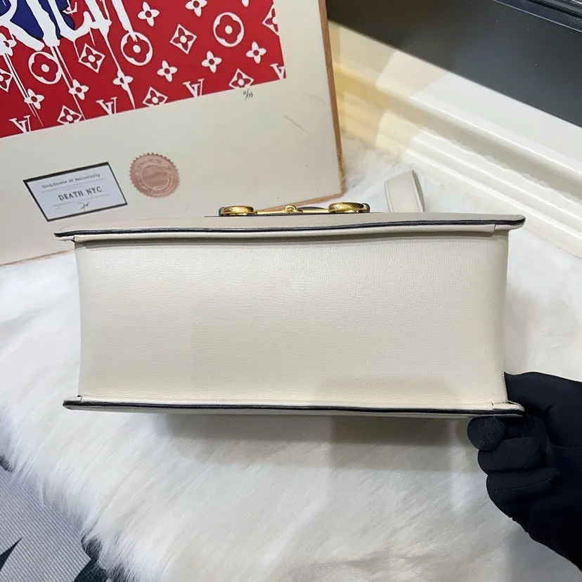 Preloved Gucci GG Marmont White Leather Shoulder Bag