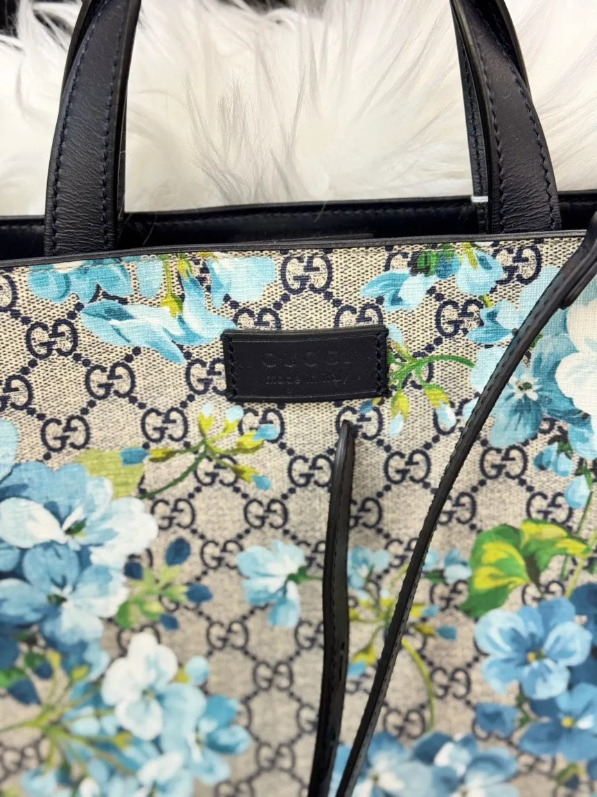 Preloved Gucci GG Supreme 2way Blooms Bag Blue Floral Shoulder Bag