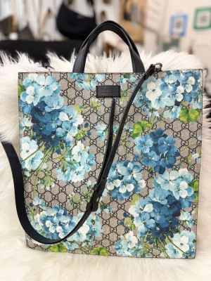 Preloved Gucci GG Supreme 2way Blooms Bag Blue Floral Shoulder Bag