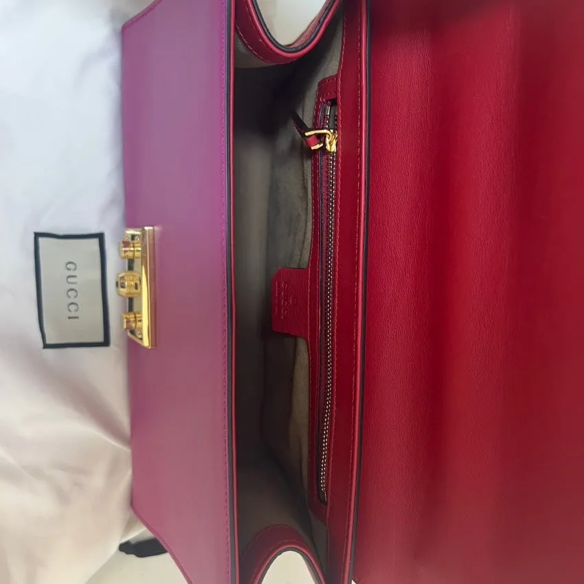 Preloved Gucci Padlock Pink-Red Leather Shoulder Bag