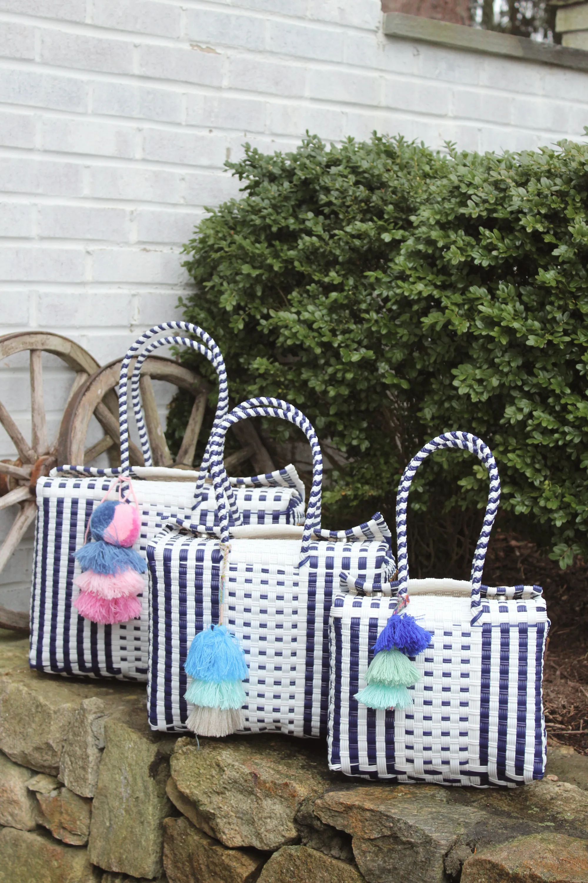 Preppy White and Blue Citron Box - Medium